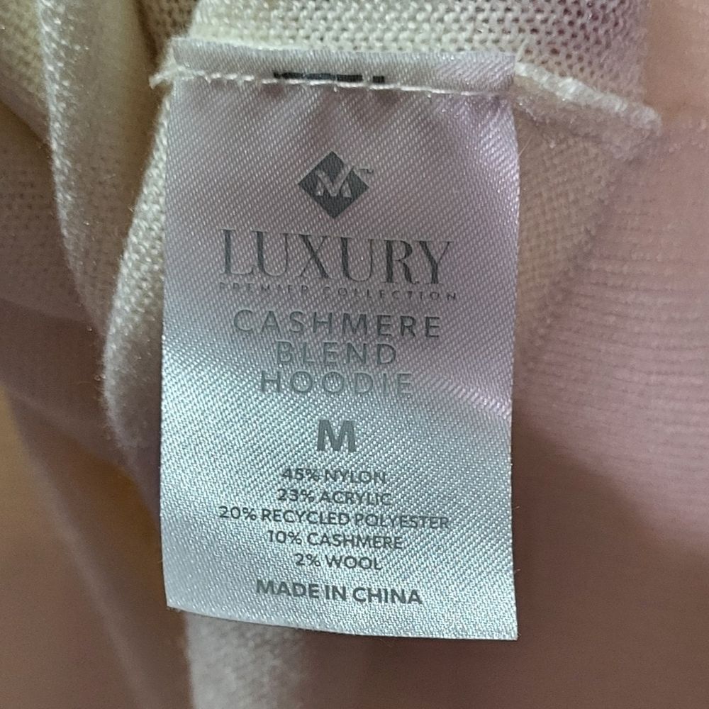 Members Mark Women's Ivory Cream Cashmere Blend Pullover Hoodie Size Medium GUC - Picture 7 of 12